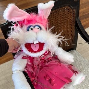 Pink and White Fluffy Stuffed Animal with Tutu
